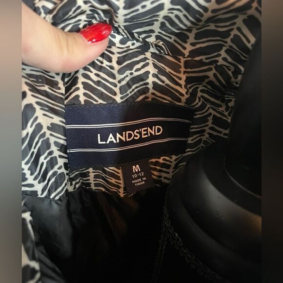 LANDS END PRINTED QUILTED PRIMA LOFT ZIP WINTER COLD WEATHER COAT WOMENS SIZE M - Picture 8 of 9